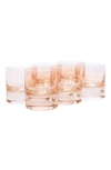 Estelle Colored Glass Set Of 6 Rocks Glasses In Blush Pink