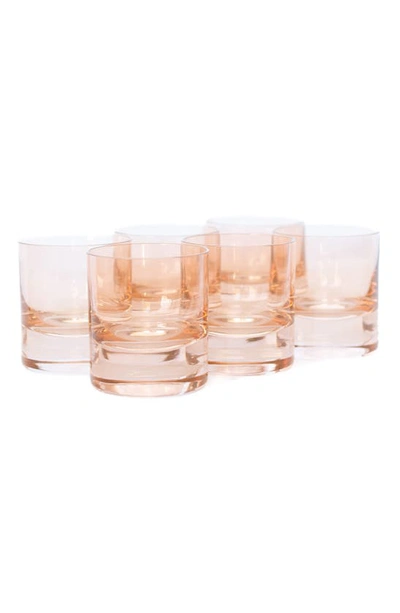 Estelle Colored Glass Set Of 6 Rocks Glasses In Blush Pink