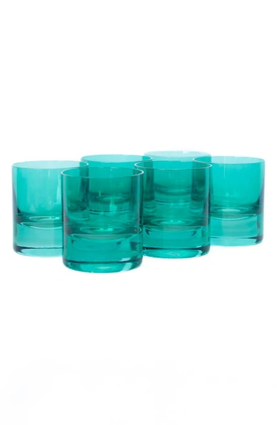 Estelle Colored Glass Set Of 6 Rocks Glasses In Emerald Green