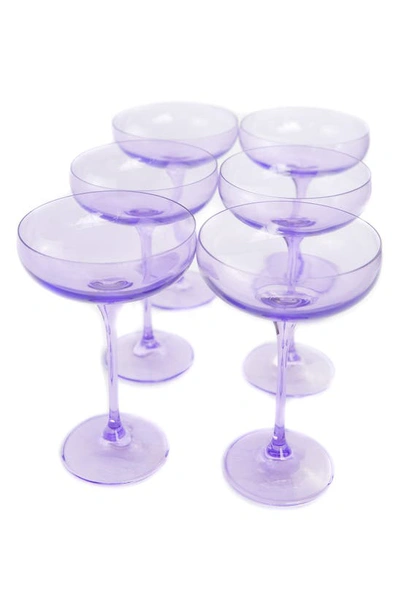 Estelle Colored Glass Set Of 6 Stem Coupes In Lavender