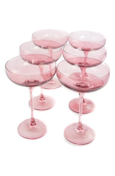 Estelle Colored Glass Set Of 6 Stem Coupes In Rose