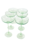 Estelle Colored Glass Set Of 6 Stem Coupes In Mint Green