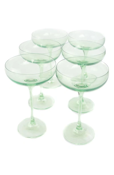 Estelle Colored Glass Set Of 6 Stem Coupes In Mint Green