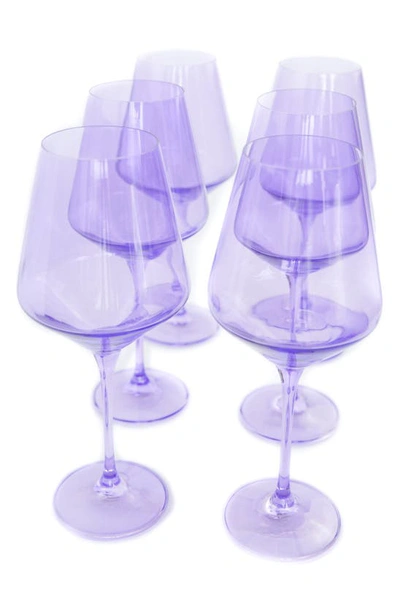 Estelle Colored Glass Set Of 6 Stem Wineglasses In Lavender