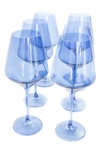 Estelle Colored Glass Set Of 6 Stem Wineglasses In Blue