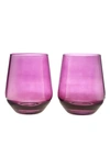 Estelle Colored Glass Set Of 2 Stemless Wineglasses In Amethyst