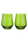 ESTELLE COLORED GLASS SET OF 2 STEMLESS WINEGLASSES