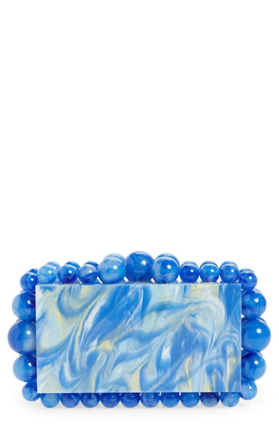 Cult Gaia Eos Beaded Acrylic Box Clutch In Blue