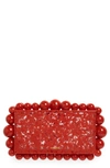 Cult Gaia Eos Beaded Acrylic Box Clutch In Rouge