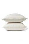 Coyuchi Cloud Set Of 2 Brushed Organic Cotton Flannel Pillowcases In Undyed W/ Multi Stripe