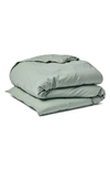 Coyuchi Crinkled Organic Cotton Percale Duvet Cover In Sage