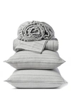 Coyuchi Cloud Brushed Organic Cotton Flannel Sheet Set In Pale Gray Heather W/cypress