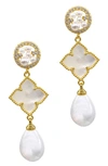 ADORNIA 3-TIER FLOWER WHITE MOTHER OF PEARL DANGLE EARRINGS