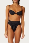 Weworewhat Riviera Front-tie High-waisted Bikini Bottoms In Black