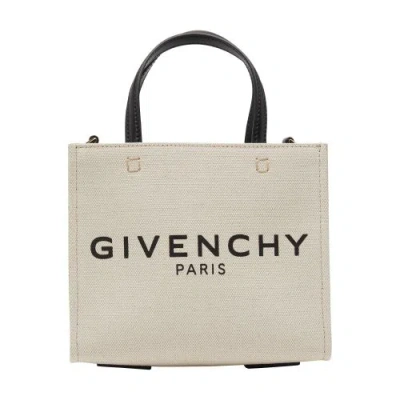 Givenchy Mini Canvas G Tote In Beige Noir