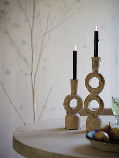 French Connection Wooden Candle Holder