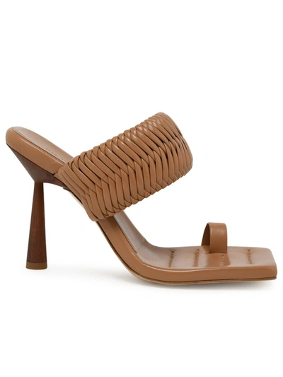 Gia Couture X Rhw Beige Leather Rosie1 Sandals In Brown