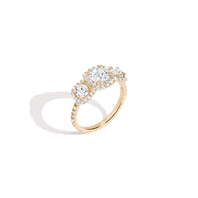 Aurate New York Pavé Cushion Cut Tri-diamond Ring (natural Diamond) In Rose