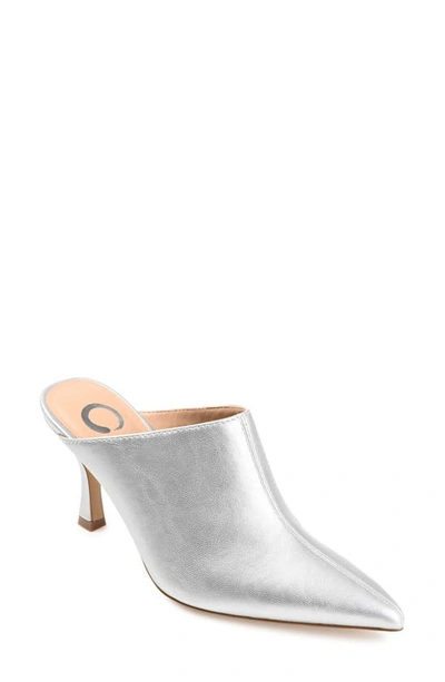 Journee Collection Shiyza Faux Leather Mule Pump In Silver