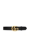 Gucci Reversible Leather Belt With Double G Buckle In Black