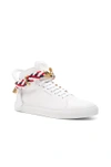 BUSCEMI 100MM High Top Belt Weave Pebbled Leather Sneakers