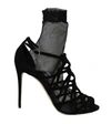 Dolce & Gabbana Black Suede Tulle Ankle Boots Sandal Shoes In Black
