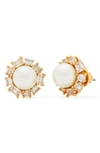 Kate Spade Gold-tone Candy Shop Imitation Pearl Halo Stud Earrings In Clear/ Gold