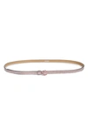 Ganni Crystal Buckle Glitter Belt In 428 Light Lilac