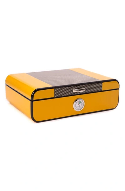 Bey-berk Carbon Fiber 25-cigar Humidor In Yellow