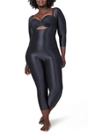SPANX SUIT YOUR FANCY THREE QUARTER SLEEVE OPEN BUST CATSUIT