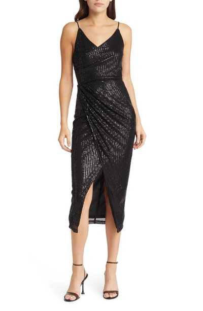 Area Stars Sequin Cocktail Dress In Black