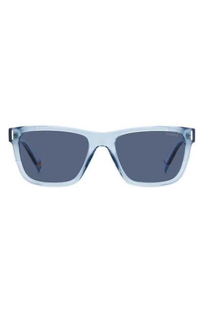 Polaroid 54mm Polarized Square Sunglasse In Azure/ Blue Polarized