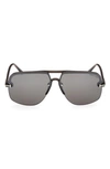 Tom Ford 63mm Oversize Navigator Sunglasses In Mastic / Gradient Smoke