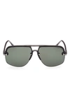 Tom Ford 63mm Oversize Navigator Sunglasses In Grey/ Other / Green