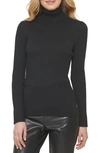 Dkny Women's Ribbed Solid Long-sleeve Turtleneck In Black