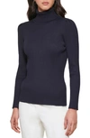 Dkny Puff Sleeve Rib Turtleneck Sweater In New Navy