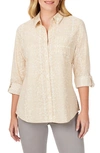 Foxcroft Zoey Abstract Print Cotton Button-up Shirt In Ivory Multi