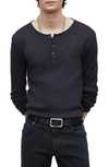 John Varvatos Hayes Regular Fit Cotton Blend Long Sleeve Henley In Midnight