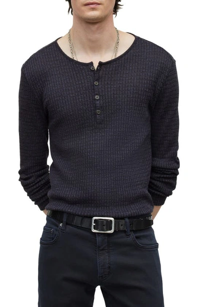 John Varvatos Hayes Regular Fit Cotton Blend Long Sleeve Henley In Midnight