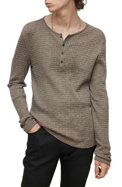 John Varvatos Hayes Regular Fit Cotton Blend Long Sleeve Henley In Seal Grey