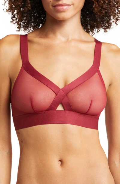 Dkny Sheers Wireless Bralette In Rumba Red