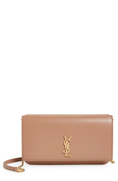 Saint Laurent Ysl Monogram Phone Holder Shoulder Bag In Vintage Peach