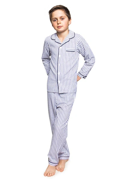 Petite Plume Kids' Ticking Stripe Two-piece Pajamas In Blue