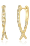 Ef Collection Diamond Loop Hoop Ear Jackets In 14k Yellow Gold