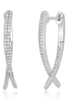 Ef Collection Diamond Loop Hoop Ear Jackets In 14k White Gold