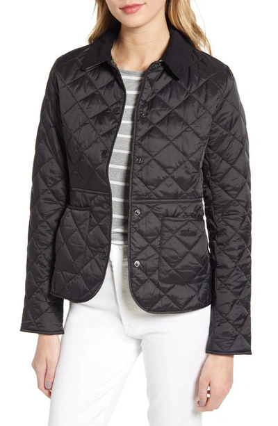 Barbour Quilted Fitted Jacket In Black/olive