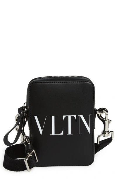 Valentino Garavani Small Vltn Logo Leather Crossbody Bag In Black White