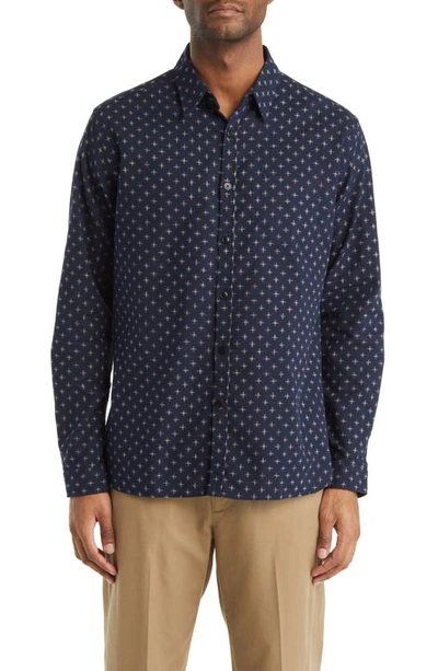 Oliver Spencer New York Special Cross-jacquard Cotton Shirt In Folcroft Navy