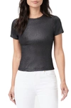 Paige Lor Metallic Slim-fit Woven T-shirt In Slate