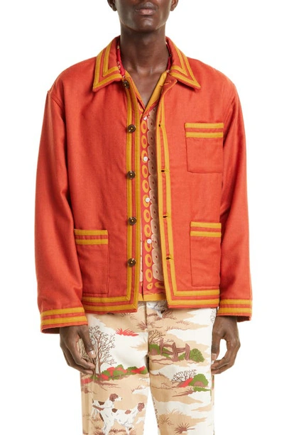 Bode Red Society Club Embroidered Wool Jacket